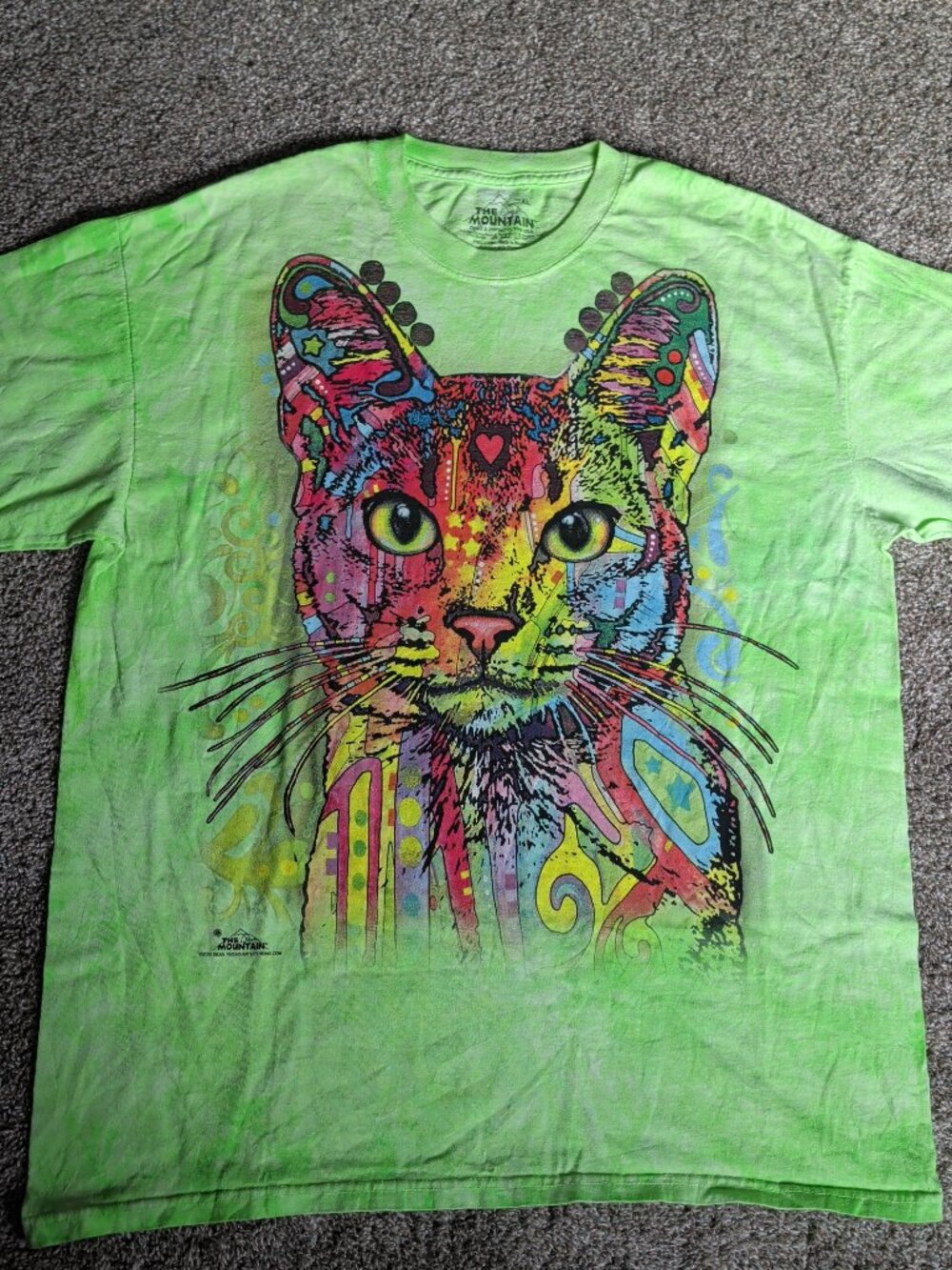 The Mountain Lime Green Size XL Multi--Colored Cat Short Sleeve